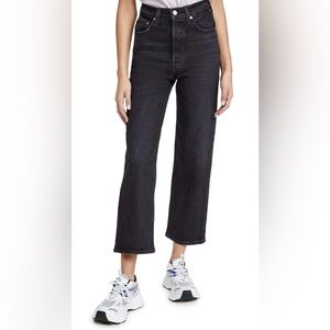 Levi’s Ribcage Straight Ankle Jeans in Black Rinse Size 24